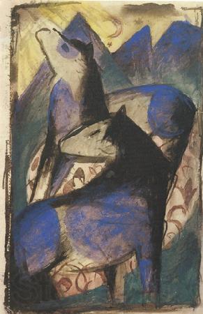 Franz Marc Two Blue Horses (mk34) Spain oil painting art